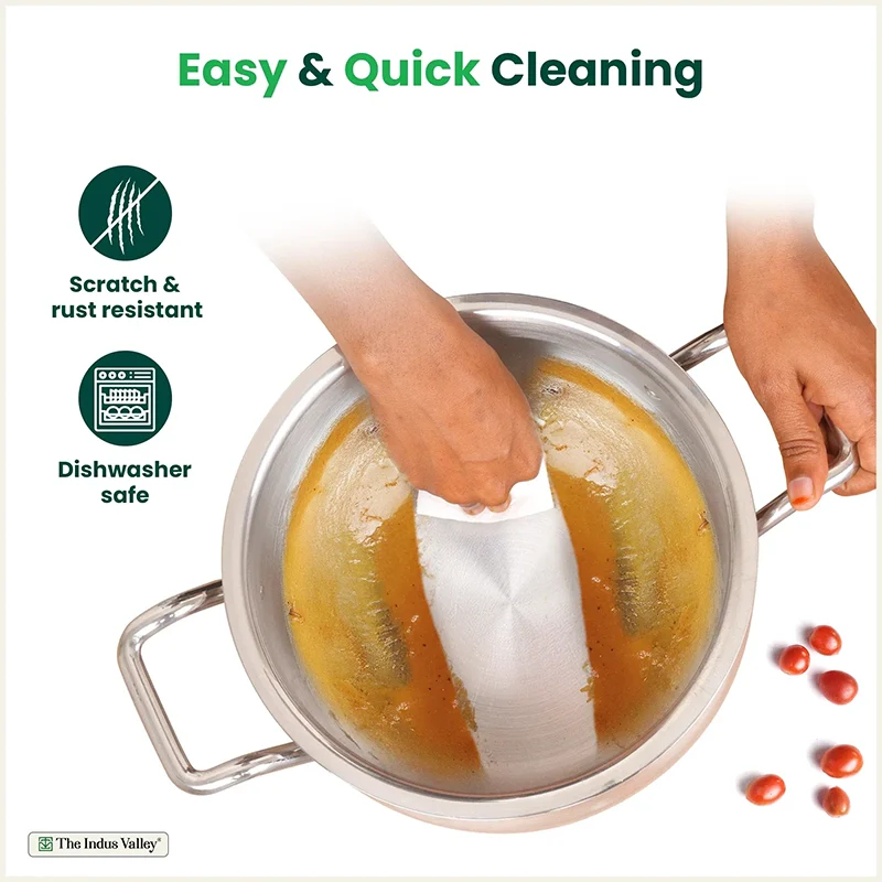 TurboCuk Tri-ply Stainless Steel Handi Casserole/ Biryani Cooking Pot+ Glass Lid, Premium Quality, 3 Layer Thick Body, 100% Toxin-free, Non-stick, Induction & Gas, 4L