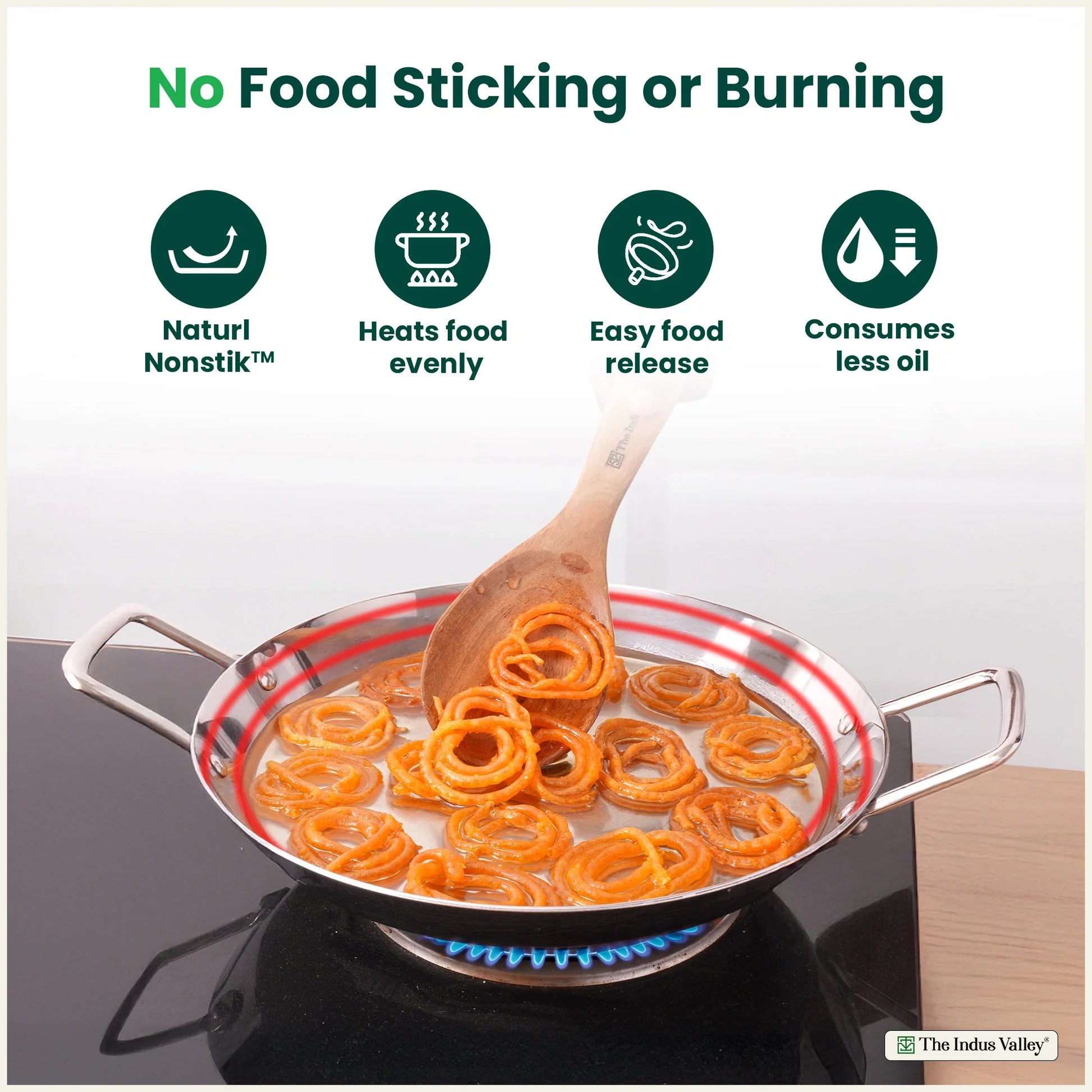 TurboCuk Tri-ply Stainless Steel Jalebi Pan (30cm, 1.5L) – No Sticking, No Burning | With Steel Lid | Fast Heating, Healthy Cooking | Induction Safe
