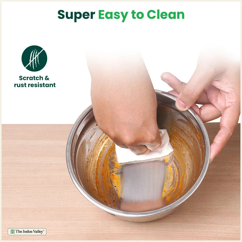 100% Toxin-free Premium Quality  Tri-Steel Stainless Steel Mixing Bowl Set with Lids – 3 Pieces, Food-Safety, Ideal for Mixing, Marinating & Storage (0.7L/1.0L/1.3L)