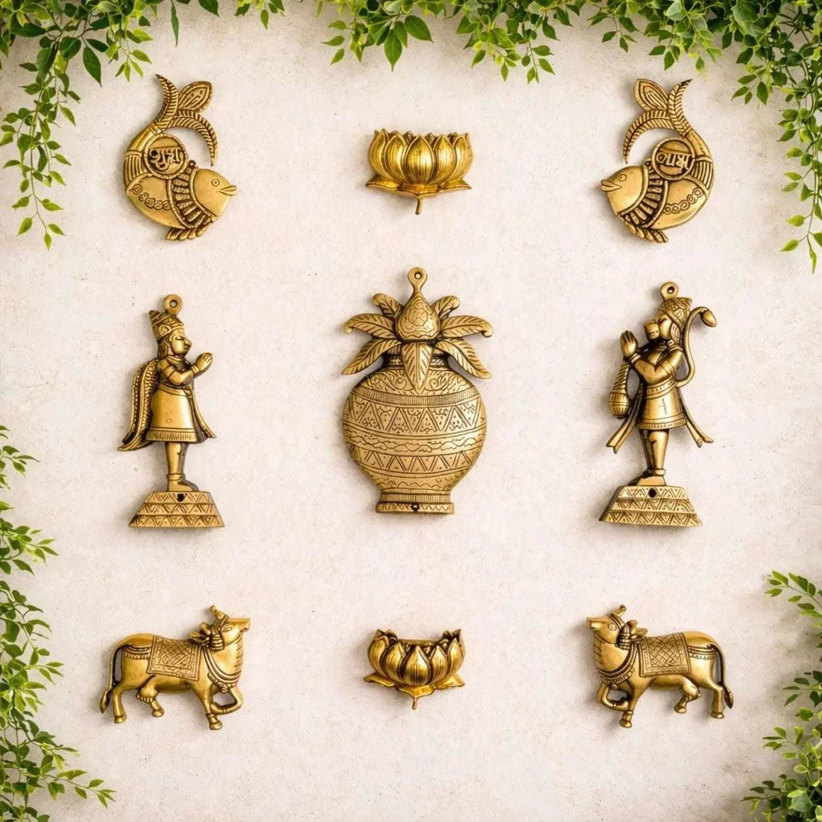 Brass Handcrafted Wall Decor Hanging Set (8.5 Inch)