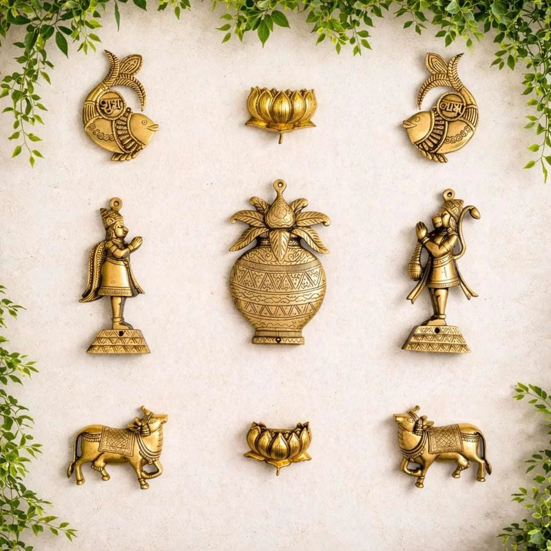 Brass Handcrafted Wall Decor Hanging Set (8.5 Inch)