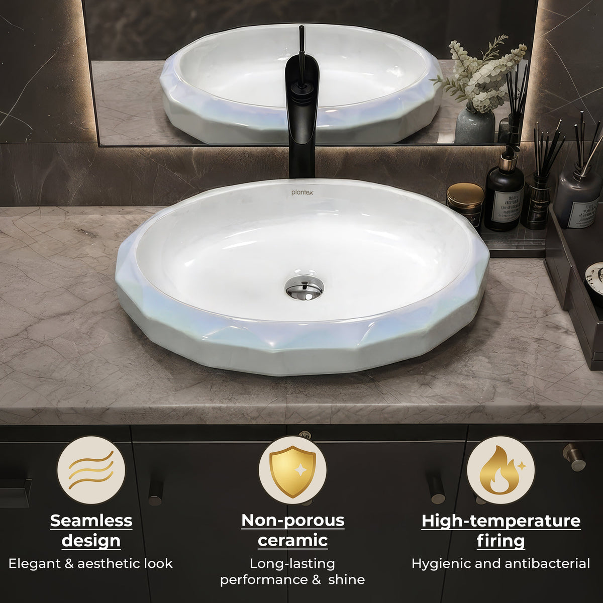Plantex Ceramic Basin for Bathroom/Table Top Ceramic Basin/Washbasin for Bathroom - (NC-938)-3