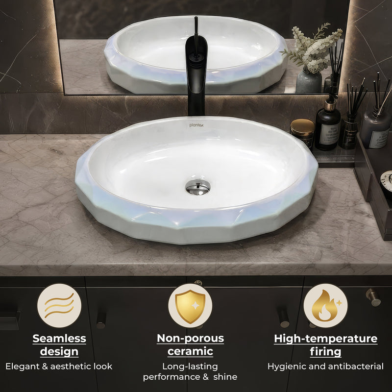 Plantex Ceramic Basin for Bathroom/Table Top Ceramic Basin/Washbasin for Bathroom - (NC-938)-3