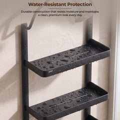 Plantex Stainless Steel Shower Rack/Self Adhesive Shower Caddy for Bathroom Hanging/3 Layer Shower Shelf for Bathroom with Soap Dish Holder,Toothbrush Holder (1520, Black)-3