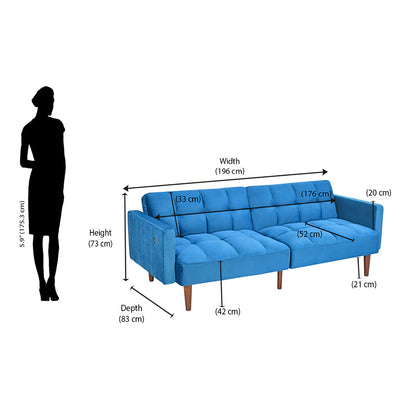 Nilkamal Denzel Futon Sofa Cum Bed (Blue)