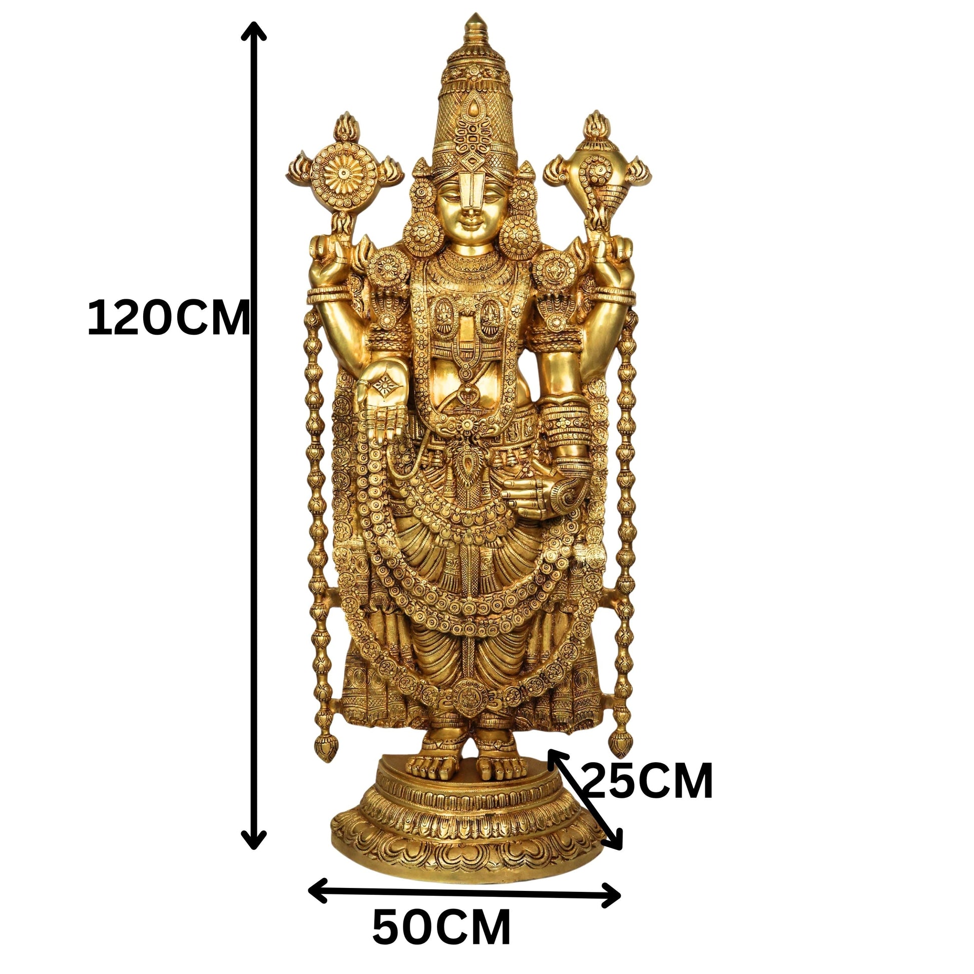Brass Venkateswara Balaji Srinivasa Govinda Tirupati Perumal Idol Statue for Temple Home Decor Pooja 120cm, Gold, 47 Inch, 4ft,  1 Piece