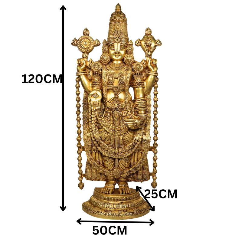 Brass Venkateswara Balaji Srinivasa Govinda Tirupati Perumal Idol Statue for Temple Home Decor Pooja 120cm, Gold, 47 Inch, 4ft,  1 Piece
