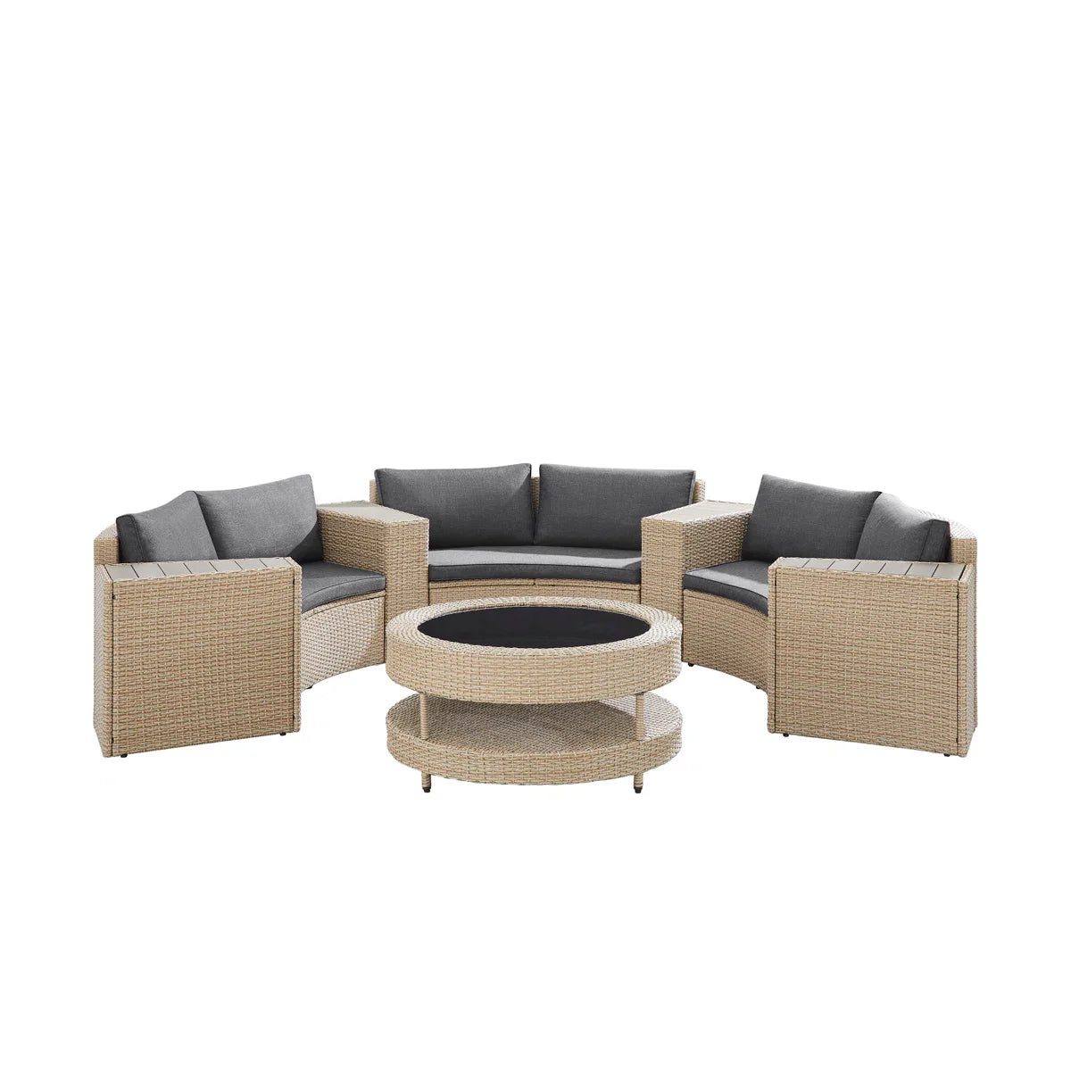 Orca Outdoor Patio Sofa Set 6 seater and 1 Center Table (Light brown)