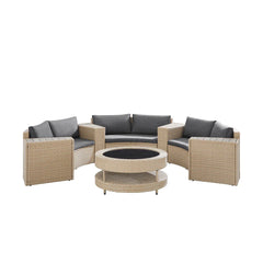Orca Outdoor Patio Sofa Set 6 seater and 1 Center Table (Light brown)