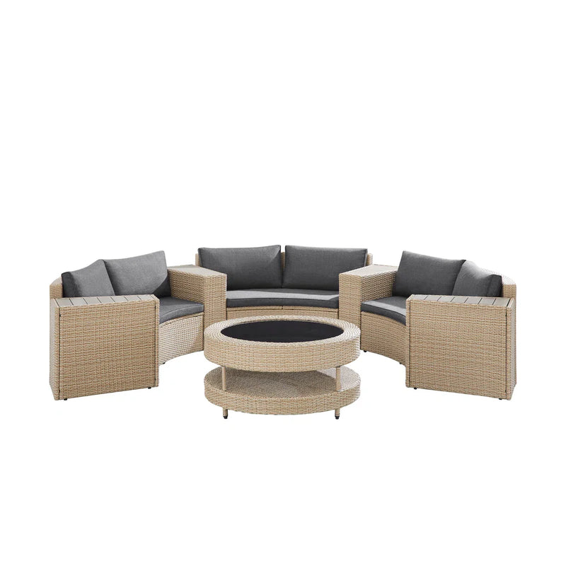 Orca Outdoor Patio Sofa Set 6 seater and 1 Center Table (Light brown)