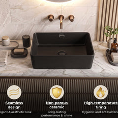 Plantex Basin for Bathroom/Ceramic Washbasin/Rectangle Table Top Wash Basin/Counter Top Basin for Home/Hotel - (Matt Black)-5