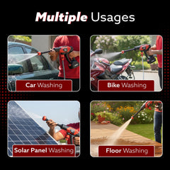 AGARO Marvel Cordless High Pressure Washer Gun | 24V Rechargeable Battery (2 x 1500mAh) | 110–240V | 10 Bar | 6-in-1 Adj