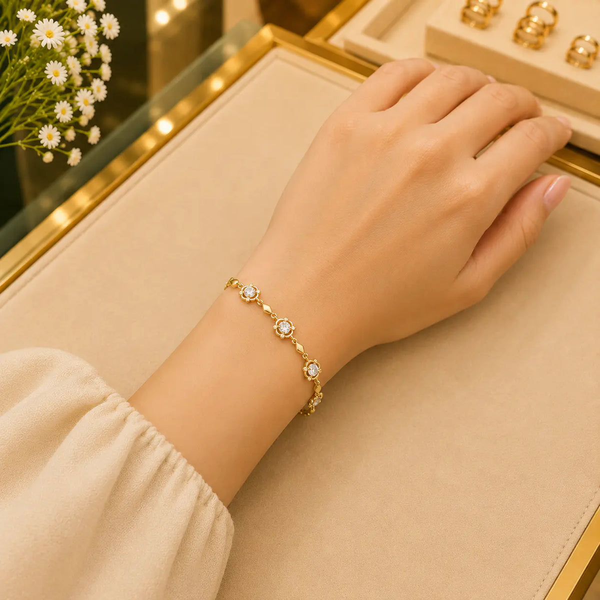 White CZ Tennis Bracelet for Women | Heart, Pear & Round Cut Stones