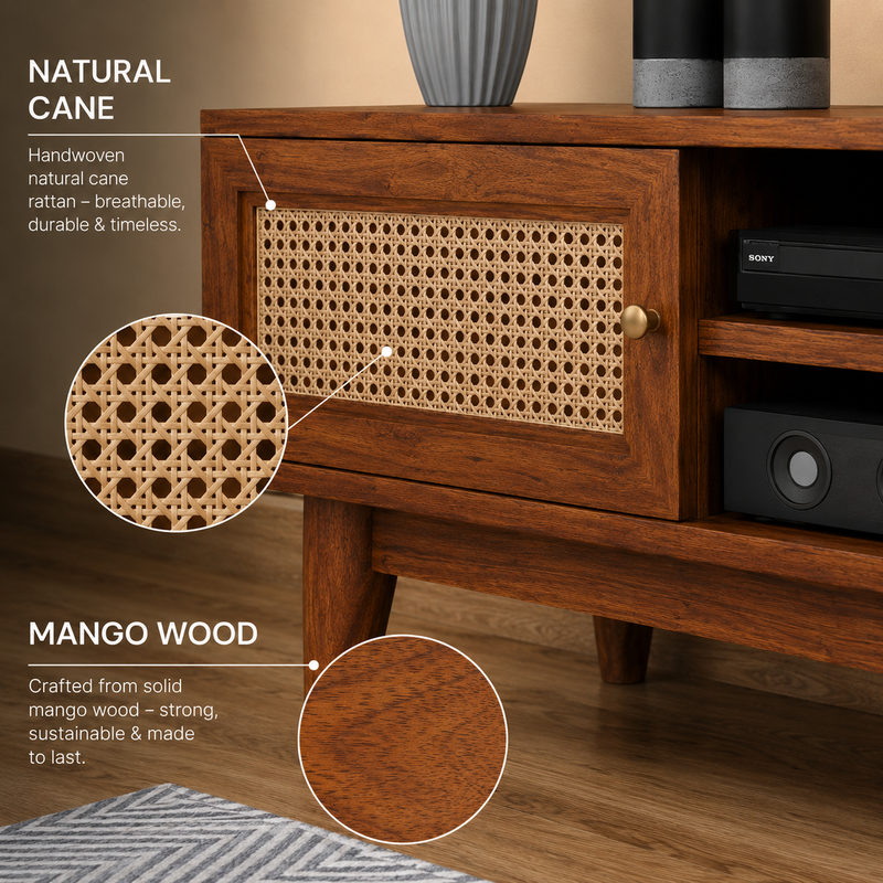 Milano Mango Wood Tv Cabinet – Teak Finish