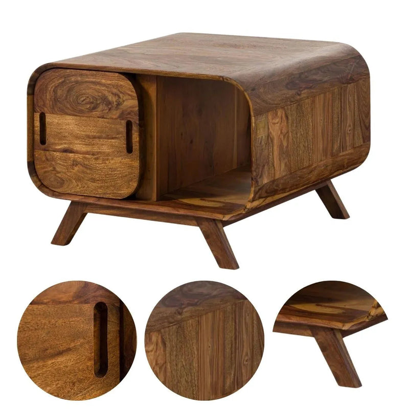 Mid-Century Sheesham Wood Storage Coffee Table
