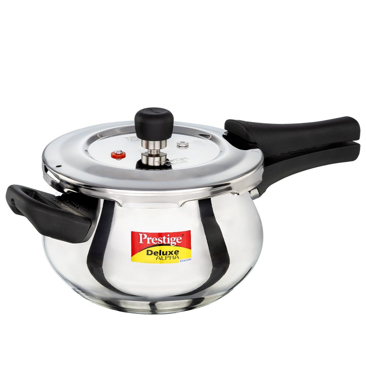 Prestige 3 Litre Stainless Steel Deluxe Alpha Svachh Outer Lid Mini Handi Pressure Cooker, Triply Base, Gas & Induction Compatible + Prestige Omega Deluxe Granite Non-stick Omni Tawa, 25 cm, Black