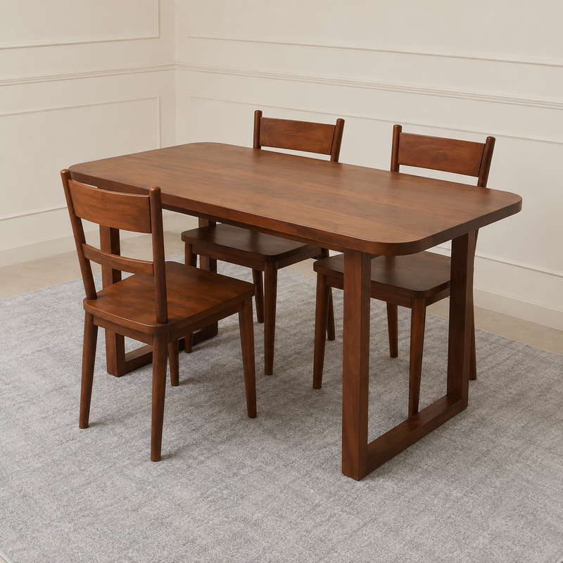 WillowCraft Solid Wood 4 seater Dining Table set