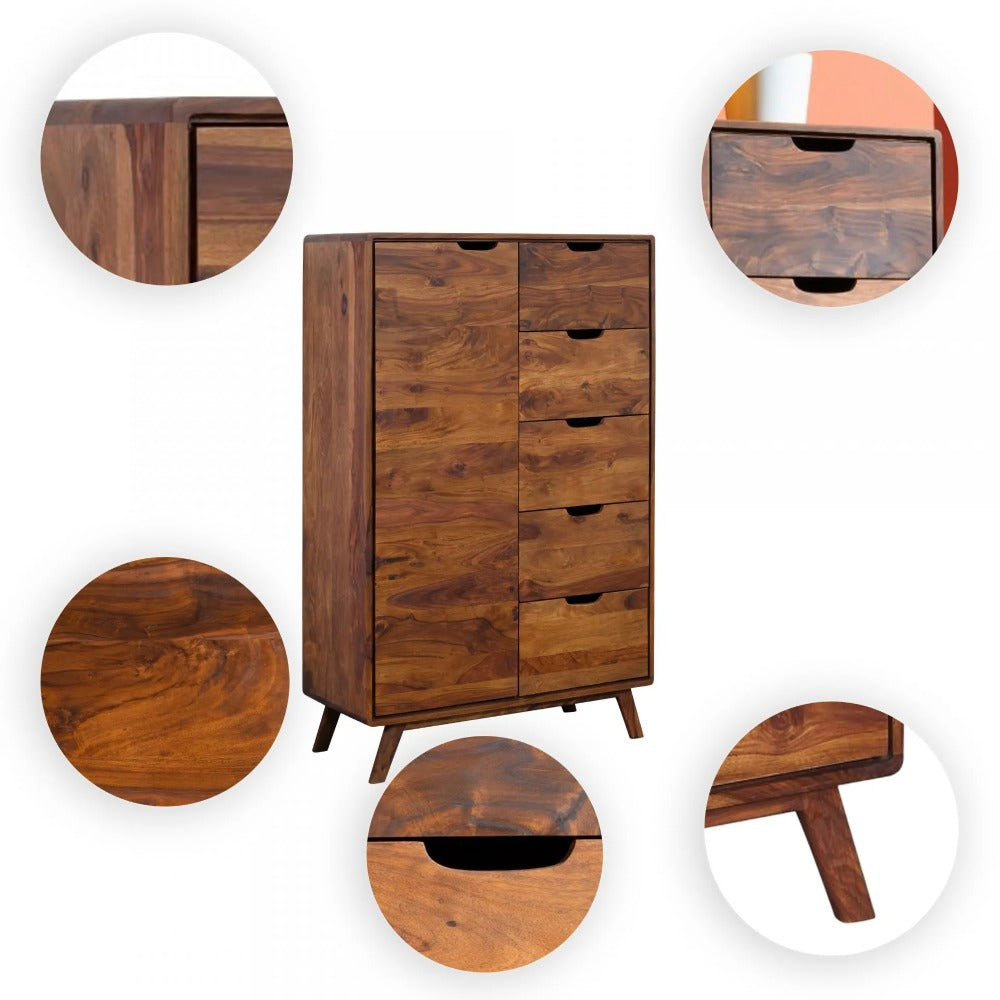Bangalore Solid Sheesham Wood Tall Storage Cabinet