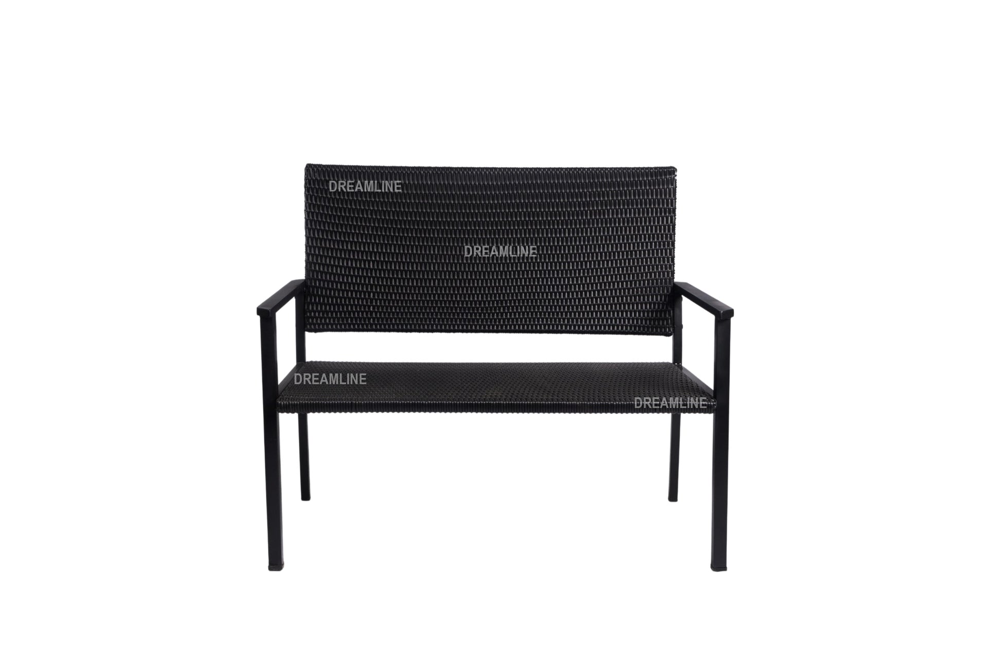 Viola Wicker 2 Seater and 1 Table Garden Bench for Outdoor Park - (Black)