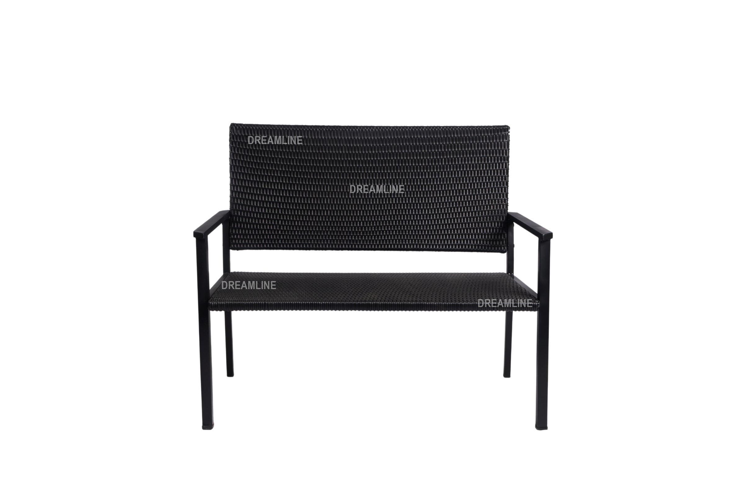 Viola Wicker 2 Seater and 1 Table Garden Bench for Outdoor Park - (Black)
