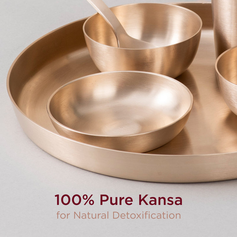 40-Piece Kansa Dinner Set • Antique Matte Finish • Serves 6 • 100% Lead Free (कांसे का डिनर सेट) | Total Weight: ~12 kg