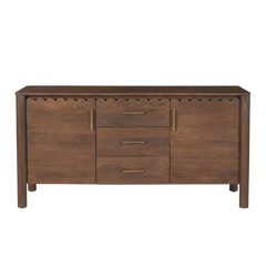Indiana Scalloped Edge Solid Wood Sideboard – Modern Storage Cabinet