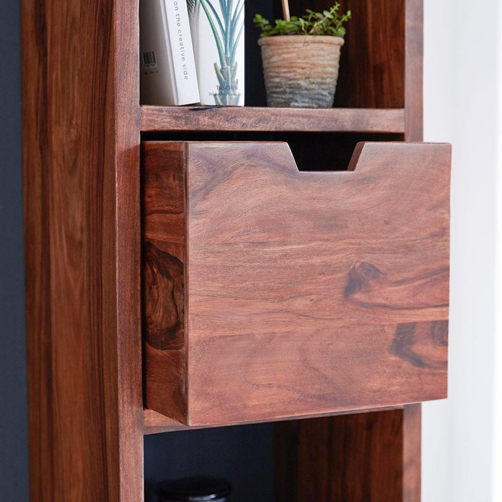 Modern Solid Sheesham Wood Wall Mounted Storage Shelf