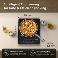 Prestige Induction Cooktop PIC 31.0 V4 + Prestige Omega Deluxe Granite Alpha 3 Pc BYK Non-Stick Set: Kadai 24cm with Glass Lid, Omni Tawa 28cm, Fry Pan 24cm, Gas & Induction Compatible