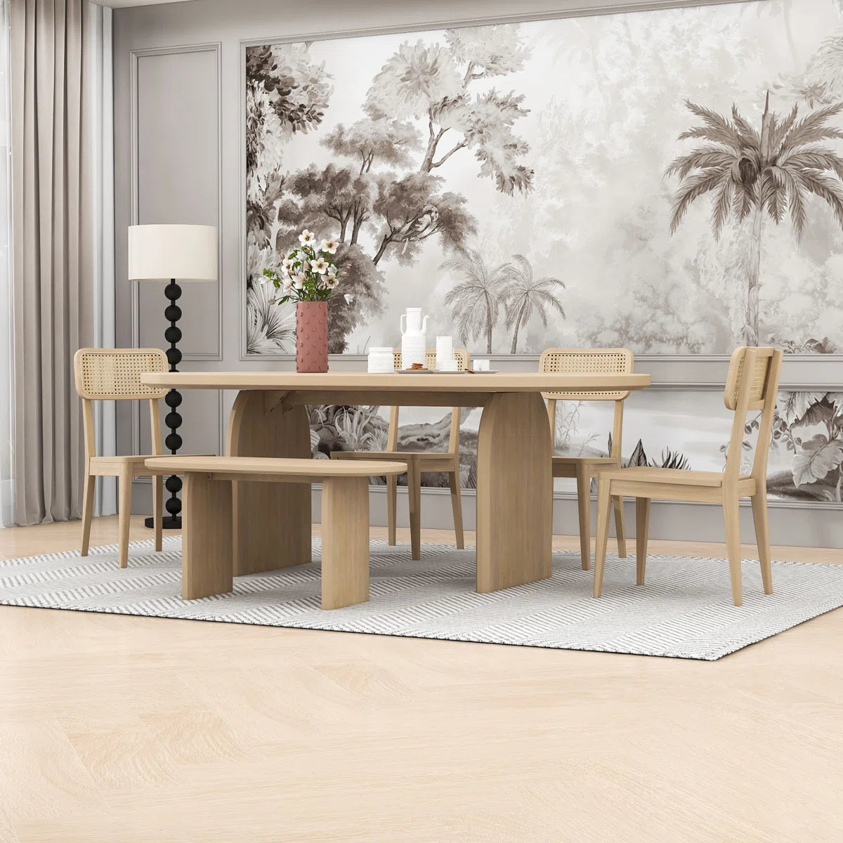 Austin Oval Dining Table Set – Lightwood 6-Seater