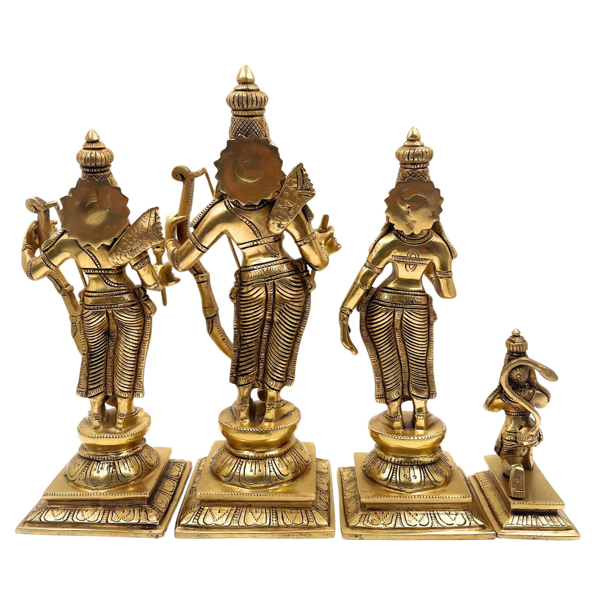 Brass Ram Darbar Idol, Peetal Shri Ram Sita Lakshman Hanuman Murti, Pital Ram Parivar Statue, Ashtadhatu Ram Sita Vigraham,Gold, 12 Inch, 1 Piece