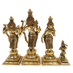 Brass Ram Darbar Idol, Peetal Shri Ram Sita Lakshman Hanuman Murti, Pital Ram Parivar Statue, Ashtadhatu Ram Sita Vigraham,Gold, 12 Inch, 1 Piece