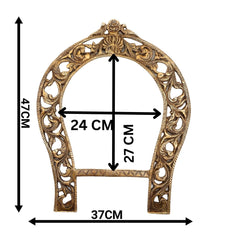 Bhunes Brass Big Prabhavali Frame Arch Wall Hanging – Prabhawali with Sheshnag for Temple, Deity Decor, and Home Mandir | Brass Pooja Backdrop & Religious Wall Hanging, Gold, 19 Inch, 1 Piece