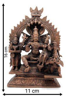 Handcrafted Copper Vishnu Idol, Lord Narayana Lakshmi Vishnu Murti for Home Temple, Pooja & Spiritual Decor,Brown, 6.5 Inch, 1 Piece