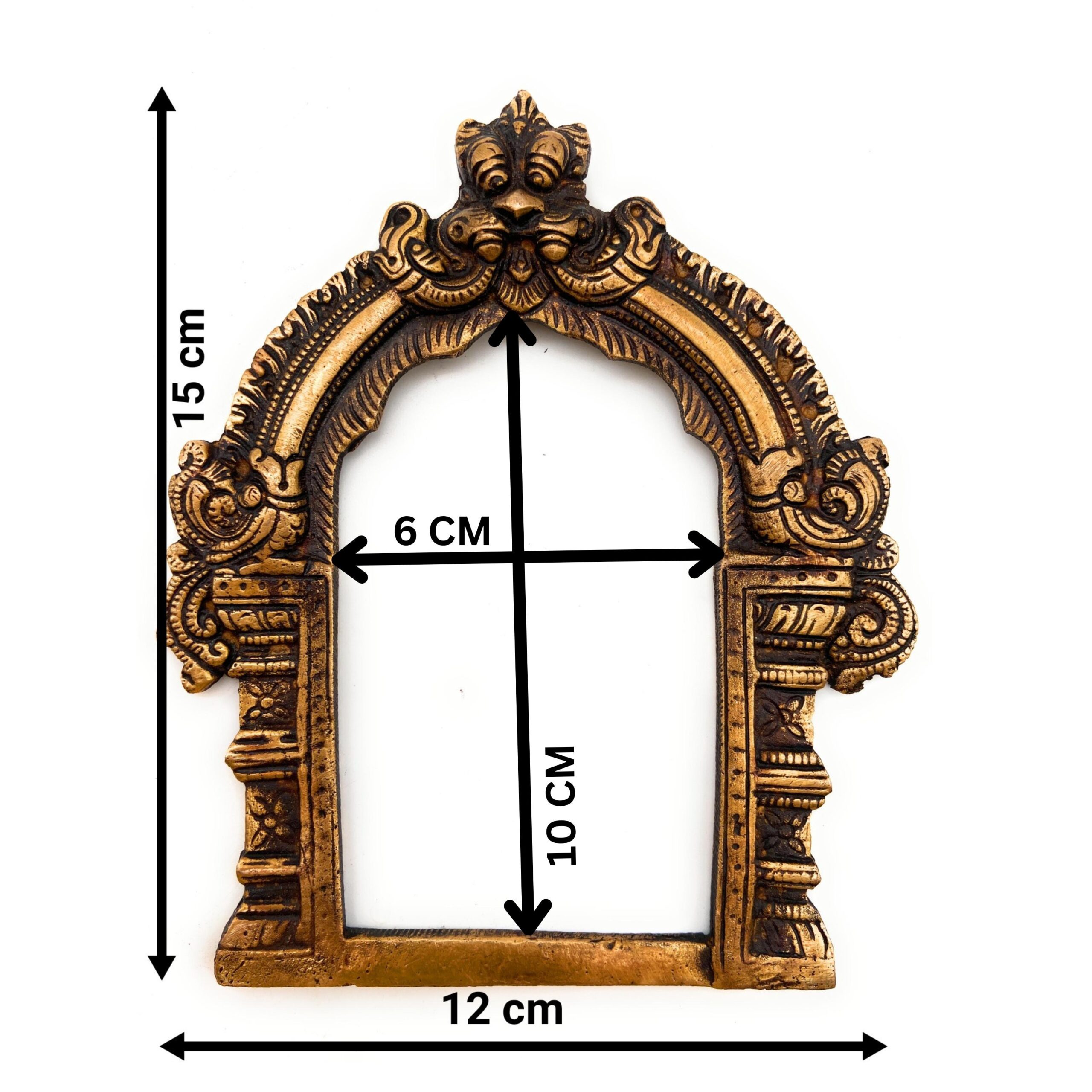 Brass Prabhavali Frame Arch Wall Hanging Prabhawal Temple Home Decor Prabhawali For Small Diety Prabhaval, Gold, 6 Inch, 1 Piece
