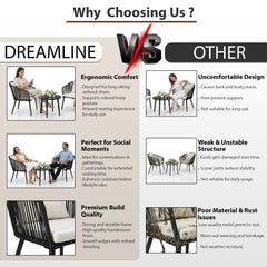 Feeds Outdoor Patio Seating Set 2 Chairs and 1 Table Set (Black)