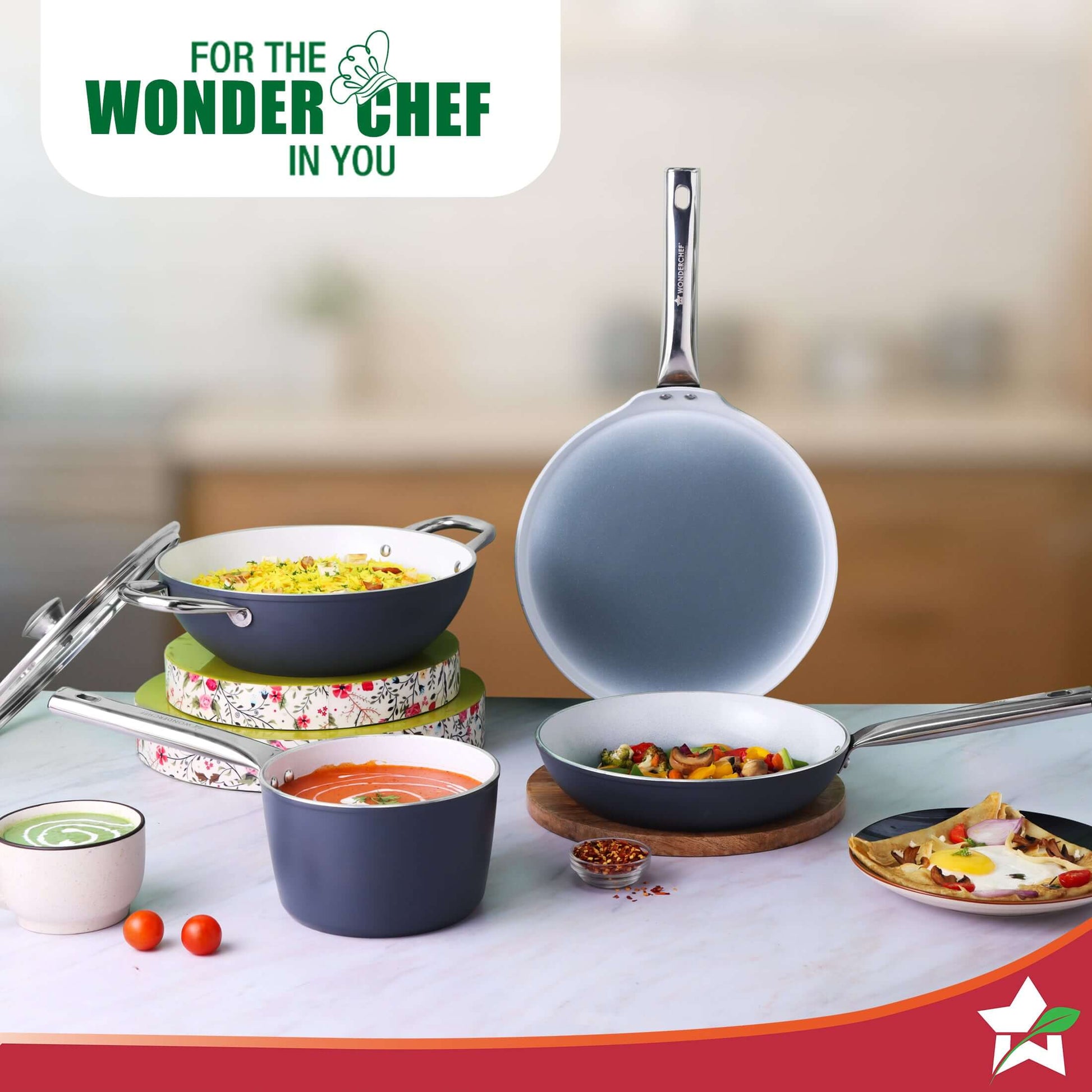 Eco-Glide Dosa Tawa | Chemical-free Ceramic Coating | 28cm | Healthy, Low Oil Meals | Scratch-resistant | Stainless-steel Handle | Gas & Induction Compatible | Grey | Easy to Clean