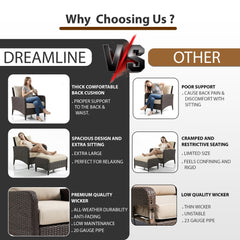 Eclore Outdoor Sofa Set  2 Single seater with 2 ottoman  (Brown)
