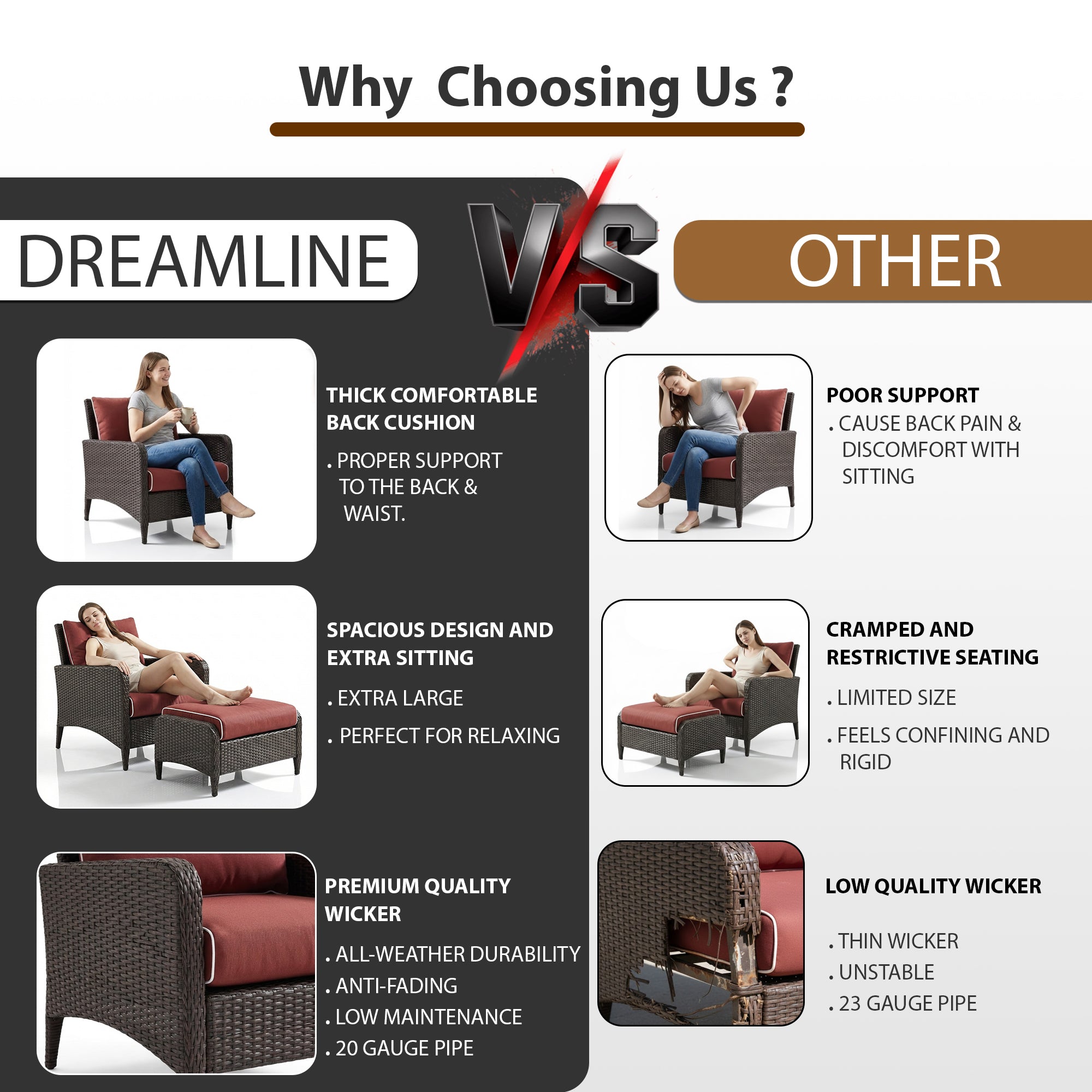 Propria Outdoor Sofa Set  2 Single seater with 2 ottoman  (Brown)