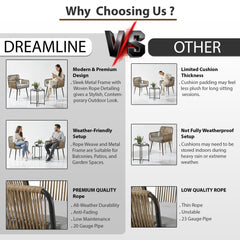 Susten Outdoor Patio Seating Set 2 Chairs and 1 Table Set (Tan) Braided & Rope