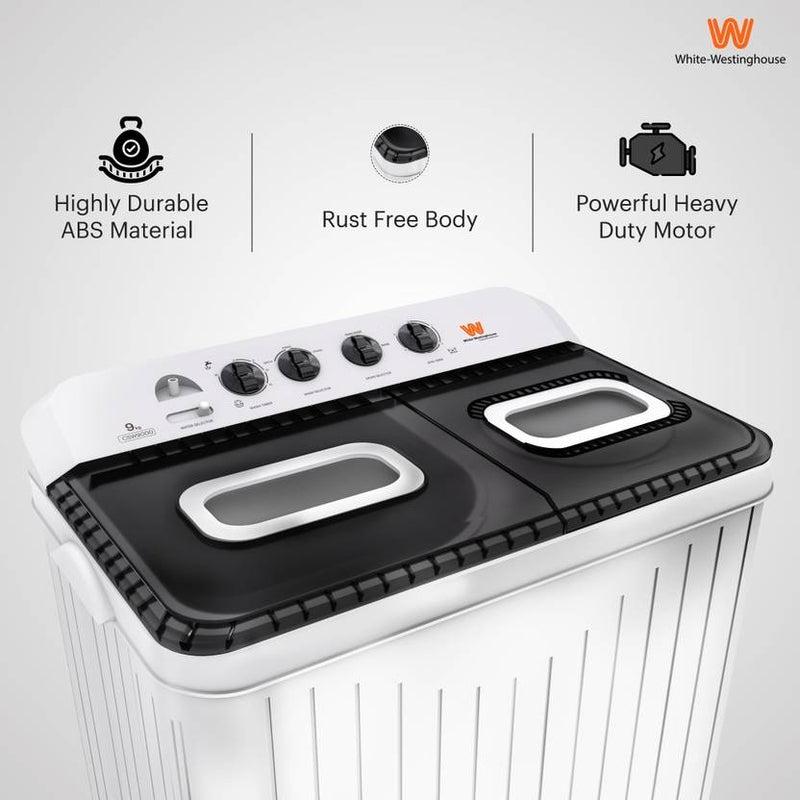 White Westinghouse (Trademark by Electrolux) 9 kg Semi Automatic Top Load Washing Machine White, Grey (CSW9000)-2