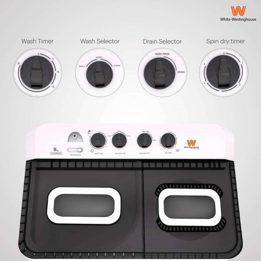 White Westinghouse (Trademark by Electrolux) 9 kg Semi Automatic Top Load Washing Machine White, Grey (CSW9000)-3