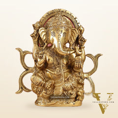 9-Inch Brass Ganesha Idol | Exquisite Hindu Deity Statue