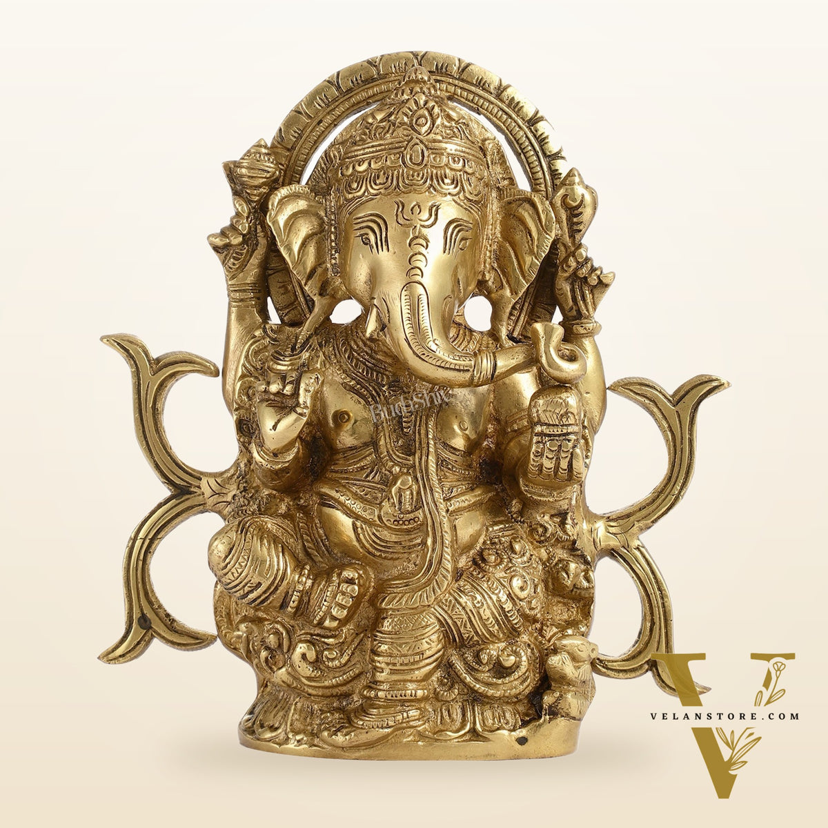 9-Inch Brass Ganesha Idol | Exquisite Hindu Deity Statue