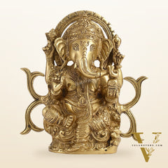 9-Inch Brass Ganesha Idol | Exquisite Hindu Deity Statue