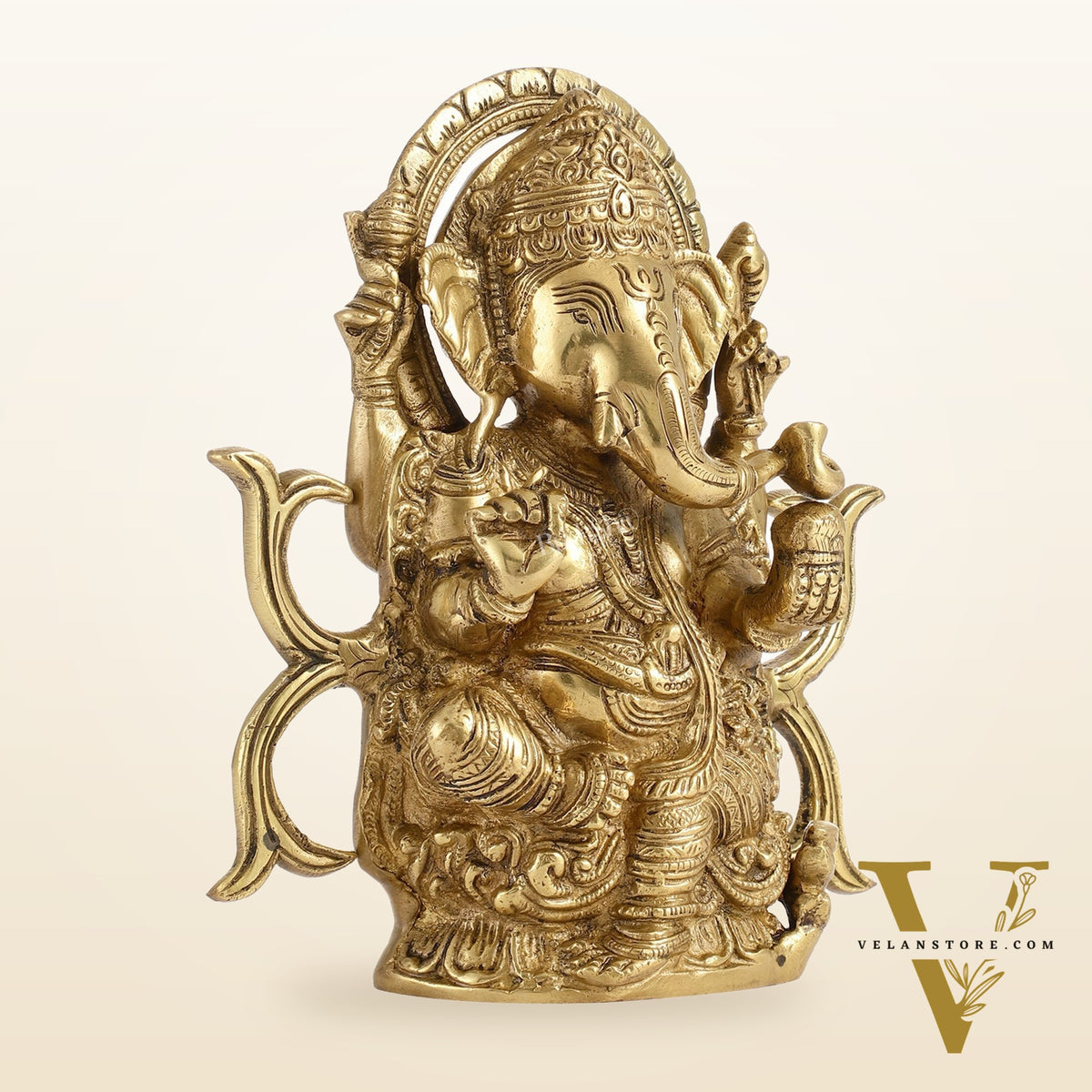 9-Inch Brass Ganesha Idol | Exquisite Hindu Deity Statue