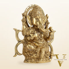 9-Inch Brass Ganesha Idol | Exquisite Hindu Deity Statue