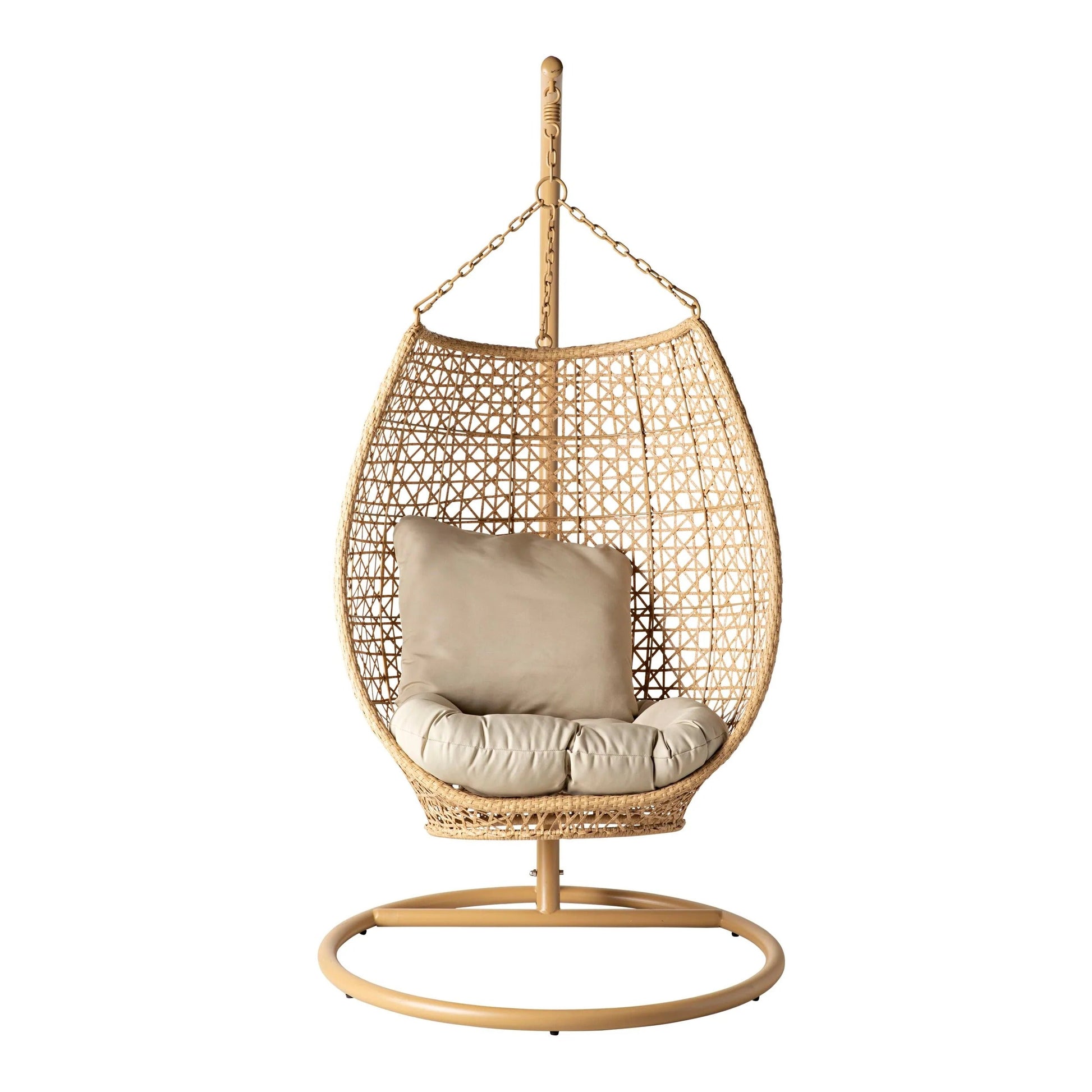 Rosie Single Seater Hanging Swing With Stand For Balcony , Garden (Honey)