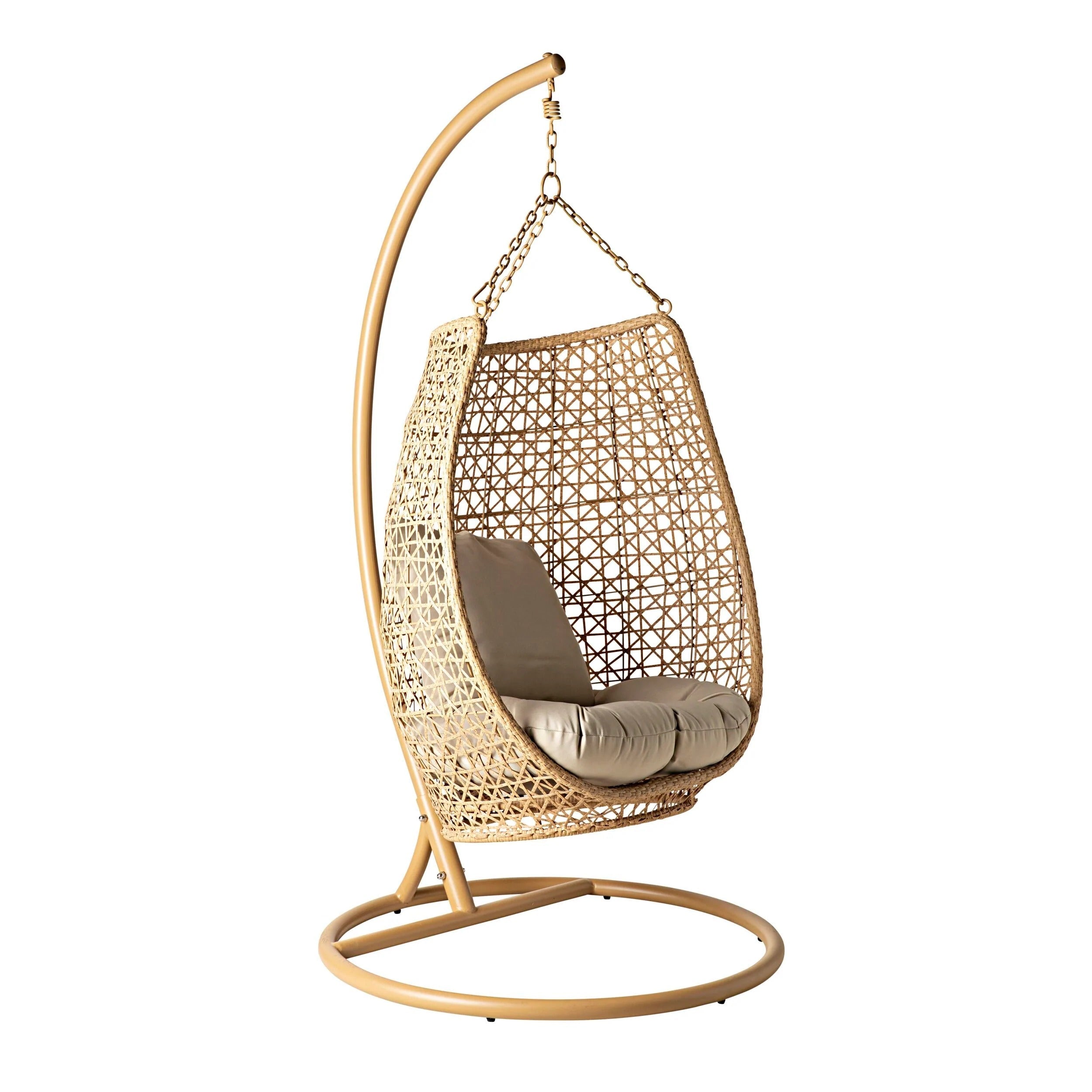 Rosie Single Seater Hanging Swing With Stand For Balcony , Garden (Honey)