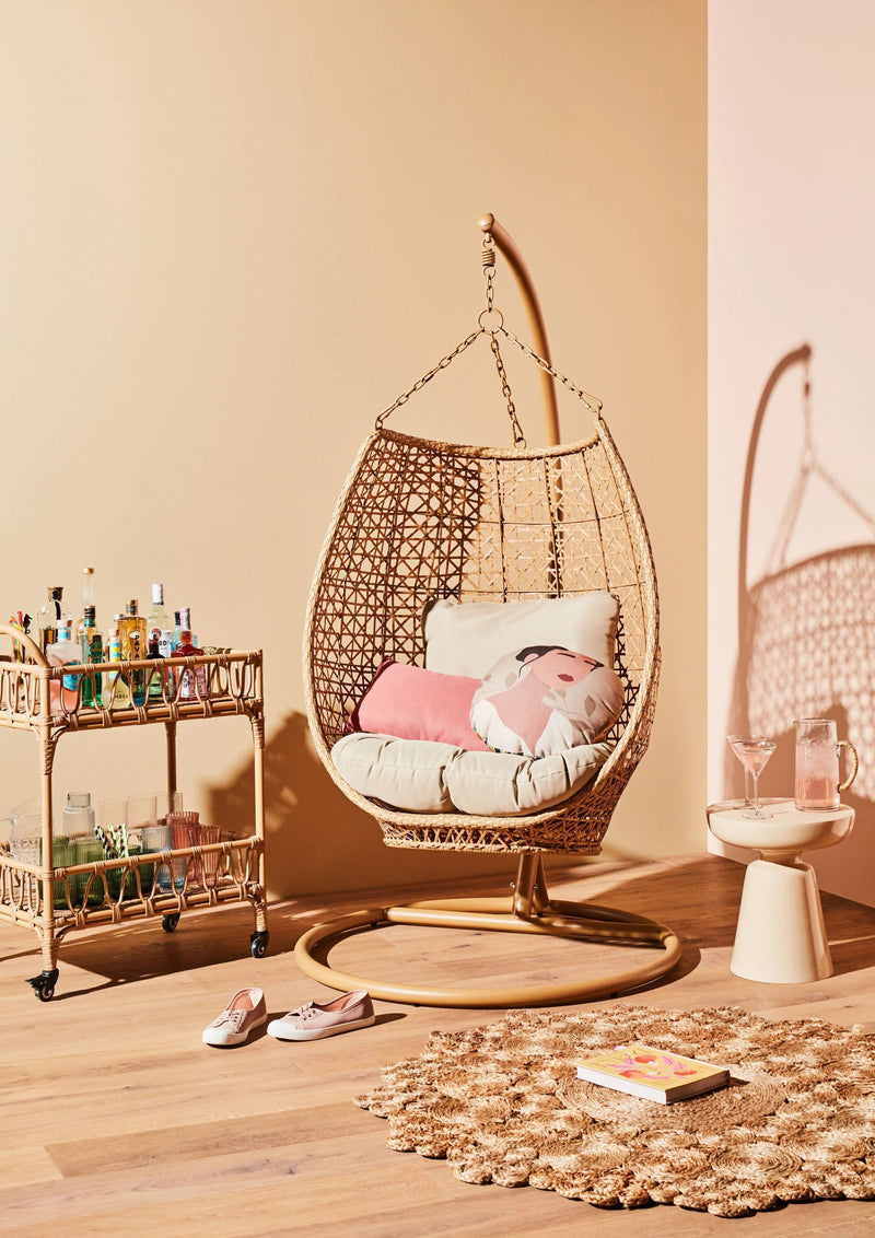 Rosie Single Seater Hanging Swing With Stand For Balcony , Garden (Honey)