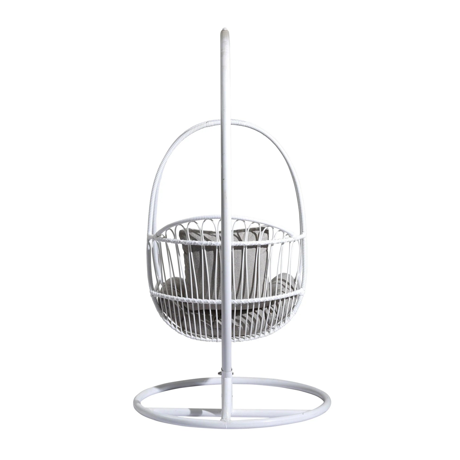 Olivia Single Seater Hanging Swing With Stand For Balcony , Garden (White)